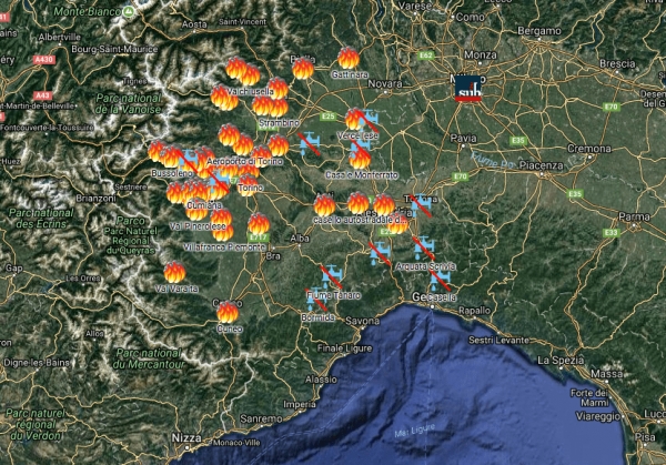 Val di Susa, il drone sulle aree incendiate